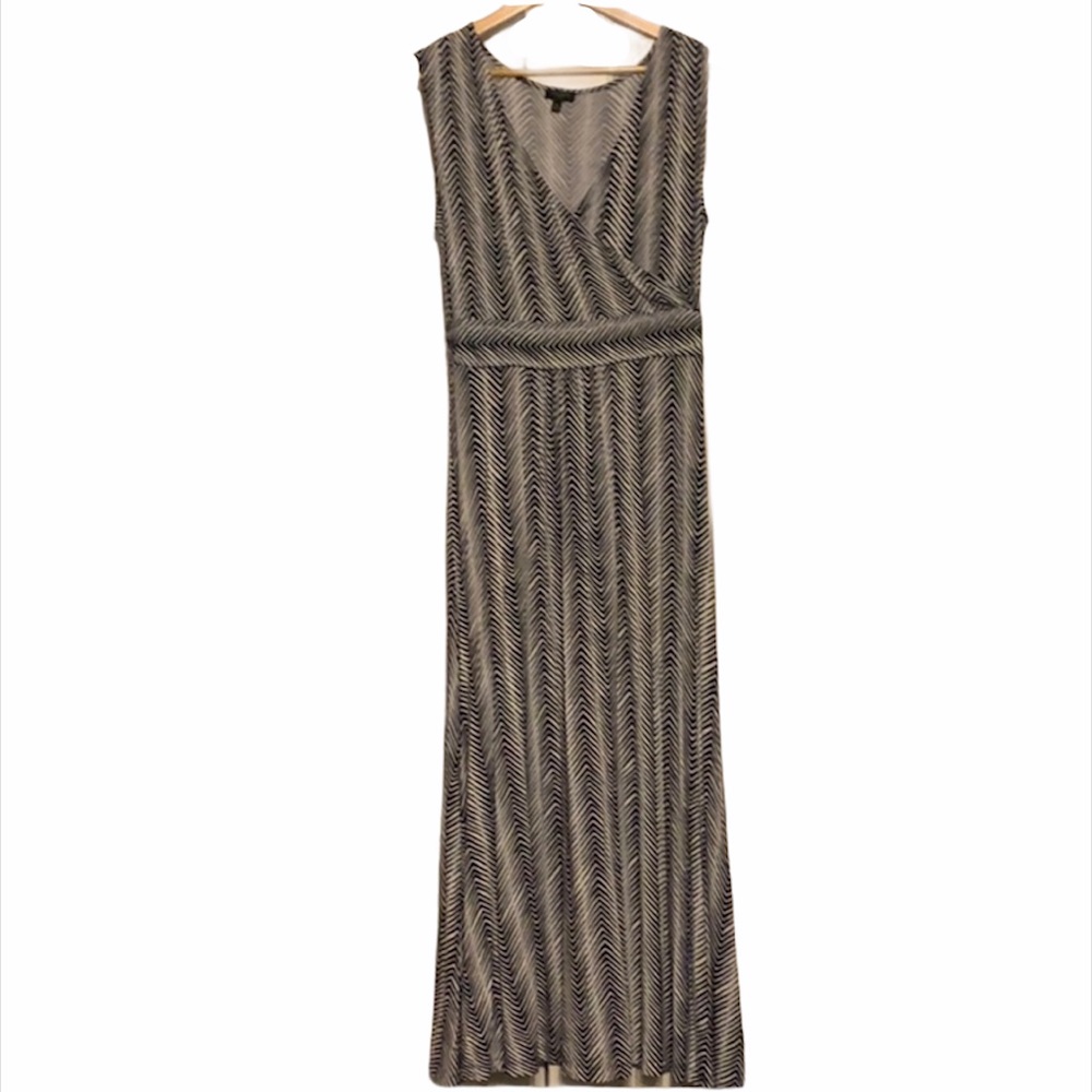 Talbots maxi dress blue white empire medium
